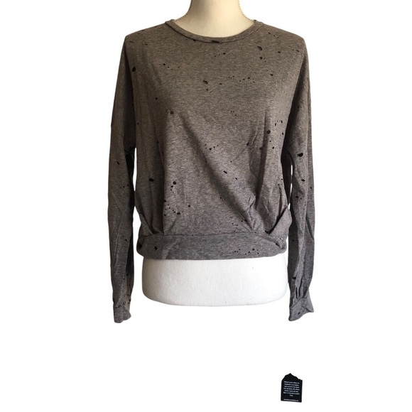 Michael Lauren Top Pullover Long Sleeve Distressed Holes Vintage Inspired Gray - Picture 2 of 10